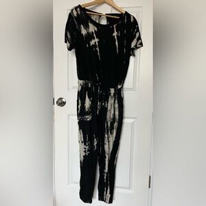 Fate Black and Cream Tie-Dye Jumpsuit